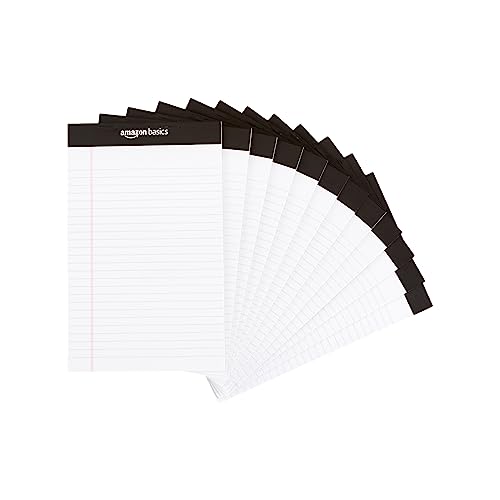 Amazon Basics Legal/Wide Strisce, 50 Fogli Per Cuscinetto, Confezione Da 12, Formato A5 X 8-Pollici, Bianco