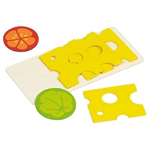 Goki 51811 - Negozi E Accessori - Fette Di Formaggio 4 Fette, 1 Foglia Di Lattuga, 1 Pomodoro
