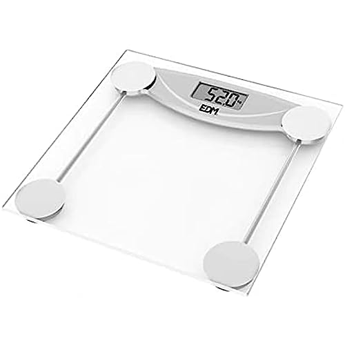 Balance Numérique De Salle De Bain Edm Verre Noir 180 Kg (26 X 26 X 2 Cm)