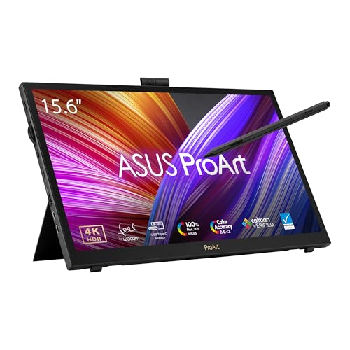 Asus Proart Pa169Cdv Display Portatile Touchscreen Da 15.6” Pollici, Ips, 4K Uhd (3840 X 2160), Wacom Emr, 100% Srgb, Color Accuracy Δe < 2, Calman, P