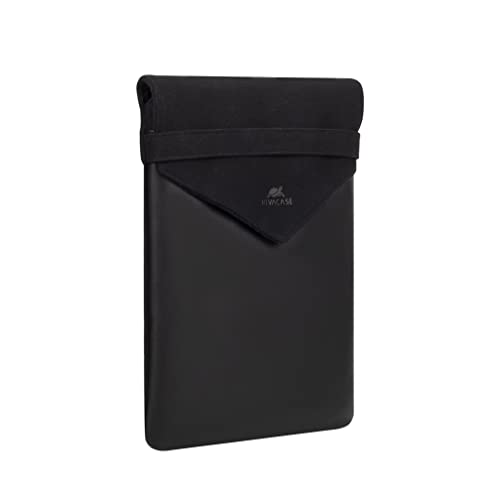 Rivacase® Laptop Sleeve Sleeve Stylish Sleeve Ideal For Macbook Ultrabook - Made Faux Leather And Trendy 100% Cotton Canvas, Black/(14 Inch)