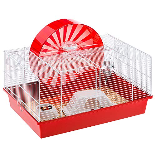 Ferplast Gabbia Roditori Coney Island Per Criceti, In Metallo, Accessori Inclusi: Mangiatoia, Beverino, Casetta, Ruota Gigante. 50X35Xh36,2Cm