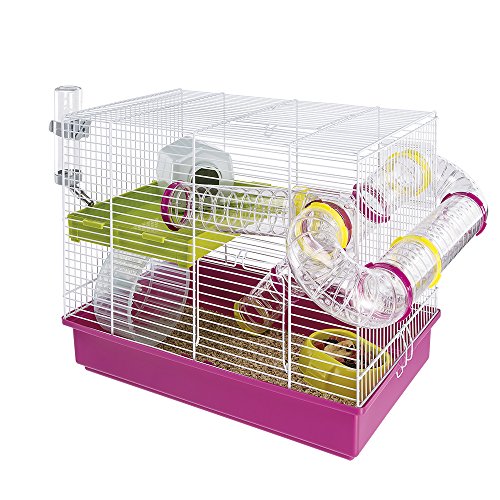 Ferplast Gabbia Roditori Laura Per Criceti, In Metallo, Accessori Inclusi: Mangiatoia, Beverino, Casetta, Ruota, Ripiano, Set Tubi. 46X29,5Xh37,5Cm