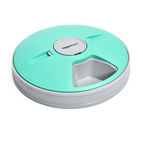 Amazon Basics - Alimentatore Elettronico Automatico A Tempo Per Animali Domestici - 6 Porzioni, Verde Acqua, 30 Cm X 50 Cm X 5 Cm (Confezione Da 1)