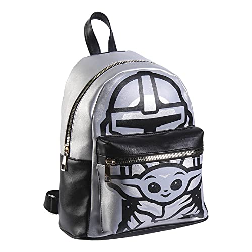 Cerdá Life'S Little Moments, Mochila Casual Pequeña Polipiel Grogu De The Mandalorian-Licencia Oficial Disney Baby Boys, Gris, Mini Perfecta Para Llev