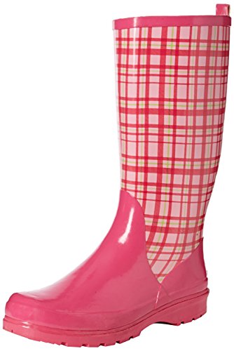 Playshoes Stivali Di Gomma Naturale - Plaid, Stivaletti Pioggia Donna, Rosa (Pink 14), 37 Eu