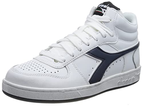 Diadora Magic Basket Demi Icona, Scarpe Da Ginnastica Unisex-Adulto, White Blue Caspian Sea, 44 Eu