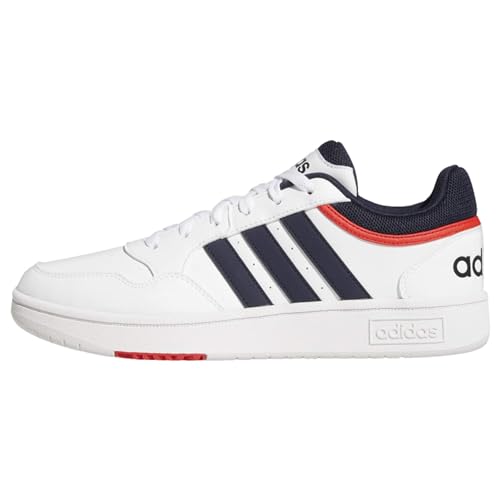 Adidas Hoops 3.0 Low Classic Vintage Shoes, Uomo, Ftwr White Legend Ink Vivid Red, 42 Eu