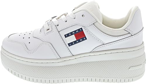 Tommy Jeans Women Tjw Retro Basket Flatform Ess, White, 37 Eu
