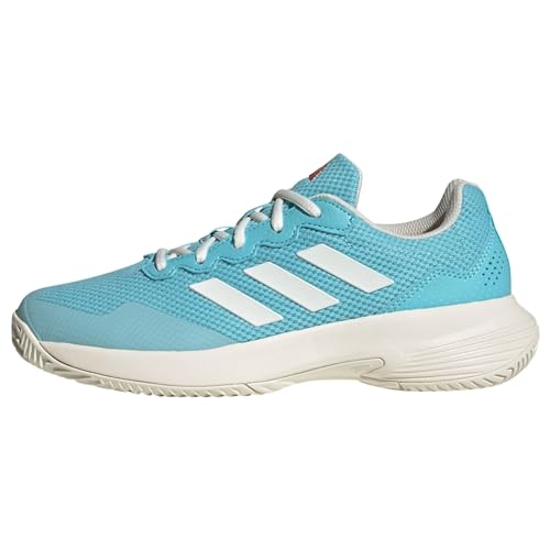 Adidas Gamecourt 2.0 Tennis Shoes, Scarpe Donna, Light Aqua Off White Bright Red, 36 2/3 Eu