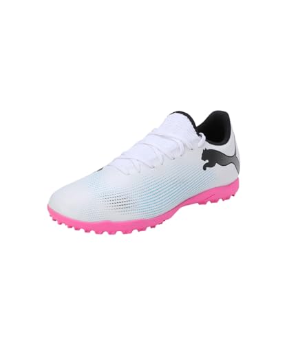 Puma Men Future 7 Play Tt Soccer Shoes, Puma White-Puma Black-Poison Pink, 43 Eu