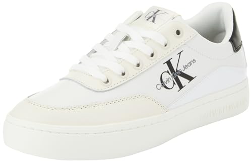 Calvin Klein Jeans Classic Cupsole Low Lace Lth Ml Yw0Yw01296, Sneaker Con Suola Donna, Bianco (Bright White/Black), 40.5 Eu