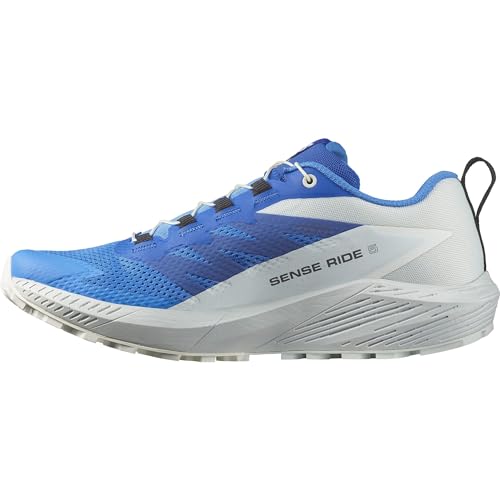 Salomon Sense Ride, Scarpe Da Trail Running Uomo, Sense Ride 5 Ibiza Blue / Lapis Blue / White, 46 Eu