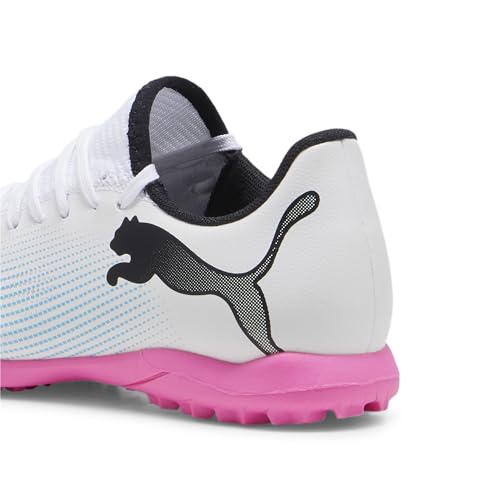 Puma Unisex Youth Future 7 Play Tt Jr Soccer Shoes, Puma White-Puma Black-Poison Pink, 38 Eu