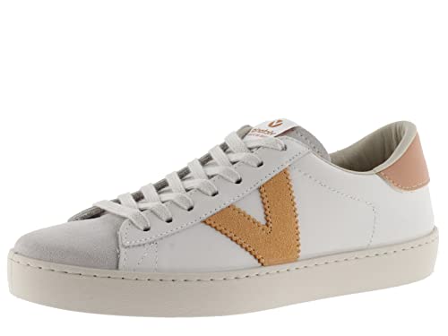 Victoria 1126142-Women Sneaker Berlin Pelle & Punta Crosta Di Pelle & Contrasto A Collo Basso Unisex Adulto Melocoton 37