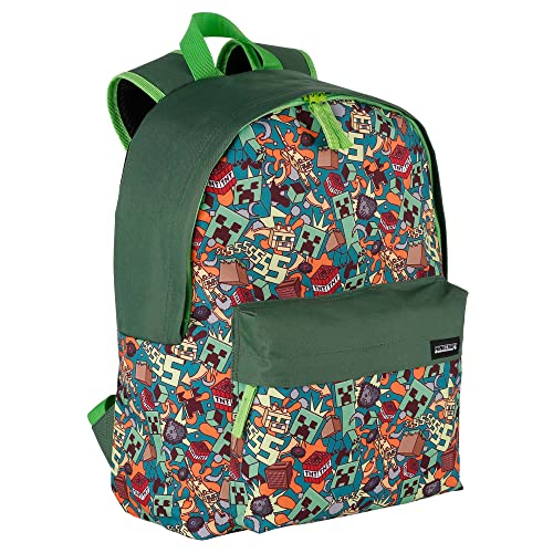 Zaino Scuola Minecraft Crazy - Scomparto Principale E Tasca Frontale - Adattabile A Trolley - Include Porta Computer Con Interno Foderato - Spallacci