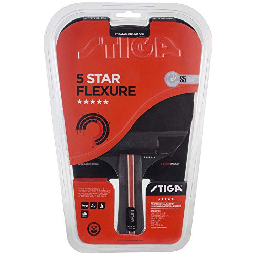 Stiga 5-Star Flexure, Concave, Racchetta Da Ping Pong Unisex-Adulto, Nero/Rosso, Taglia Unica