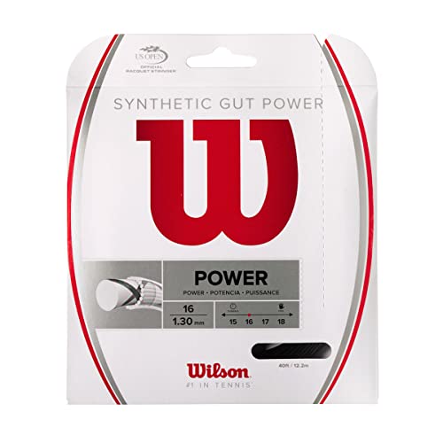 Wilson Wrz945200 Corda Da Tennis Synthetic Gut Power, 12.2 M, Unisex, Nero, 1.30 Mm