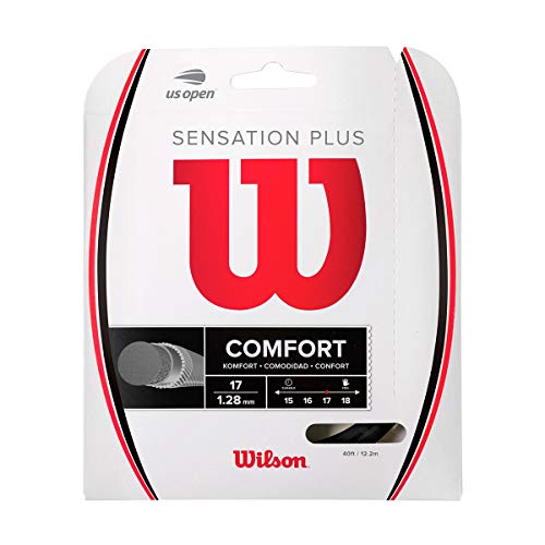 Wilson Sensation Plus, Wr830020117 Corda Per Racchette Da Tennis, Calibro 17 (1.28 Mm), Nero