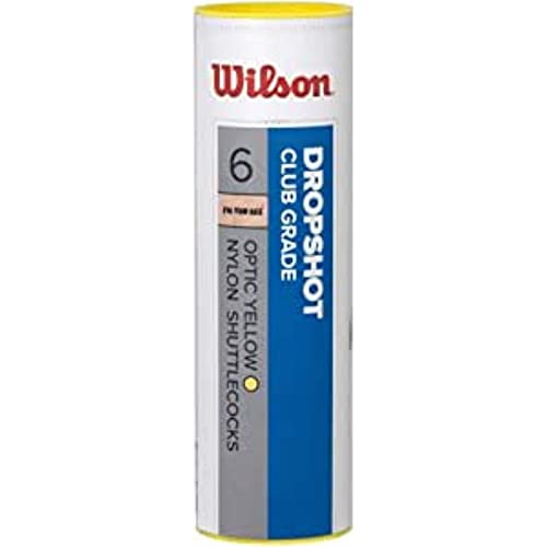 Wilson Dropshot Shuttlecocks, Volani Da Badminton, 6 Pezzi, Plastica/Sughero Naturale, Wrt6046Ye Unisex, Giallo
