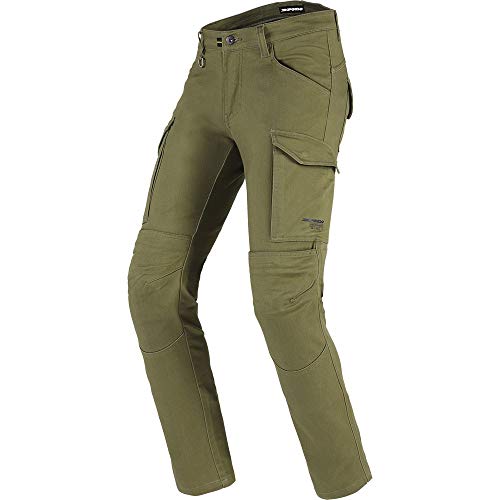 Spidi, Pathfinder Cargo, Colore Militare, Taglia 31, Pantaloni Moto Uomo Con Protezioni Ginocchia Warrior Incluse, Vestibilità Slim, Pantaloni Da Moto