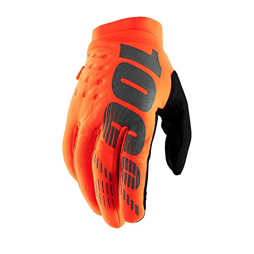 100% Guantes Brisker Gloves Orange/Black-M, Guanti Unisex-Adulto, Arancione Fluo/Nero (Multicolore), M