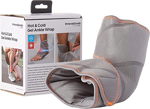 Innovagoods - Cavigliera In Gel Effetto Caldo E Freddo, Allevia Dolore E Infiammazioni, Ergonomica E Traspirante, Antibatterica, Multifunzionale, Nylo