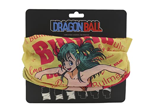 Cypbrands Dragon Ball - Sciarpa Tubolare Da Collo Di Dragon Ball, Disegno Di Bulma, Giallo E Rosso, Prodotto Ufficiale (Cyp Brands)