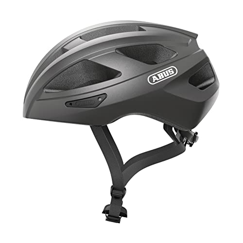 Abus, Casco Per Bici Da Corsa Abus Macator, Casco Da Bici Sportivo Per Principianti, Adatto Per Capelli Raccolti A Coda, Per Uomo E Donna, Grigio, Tag