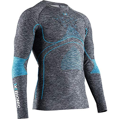 X-Bionic Energy Accumulator 4.0 Melange Round Neck Long Sleeves, Strato Base Camicia Funzionale Uomo, Dark Grey Blue, S