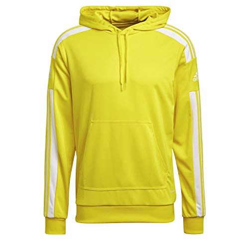 Adidas Squadra 21 Hoodie, Felpa Sportiva Con Cappuccio Uomo, Team Yellow/White, S