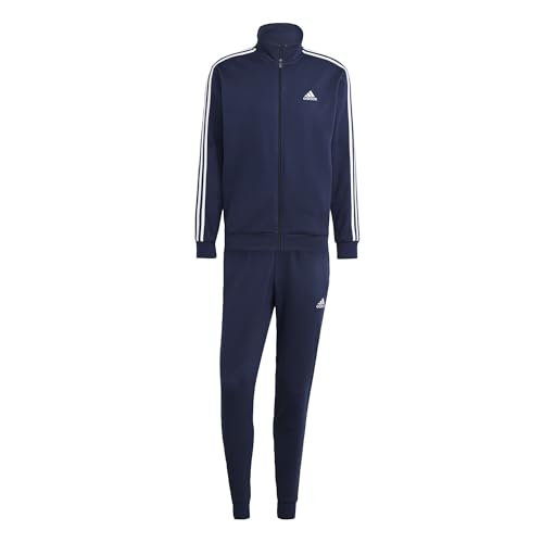 Adidas Basic 3-Stripes Fleece Track Suit Tuta Da Allenamento, Legend Ink, S