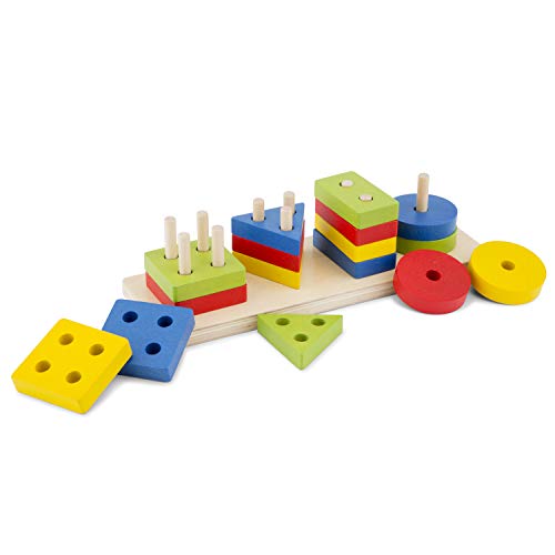 New Classic Toys Geometric Stacking Puzzle, Multicolore, 10500