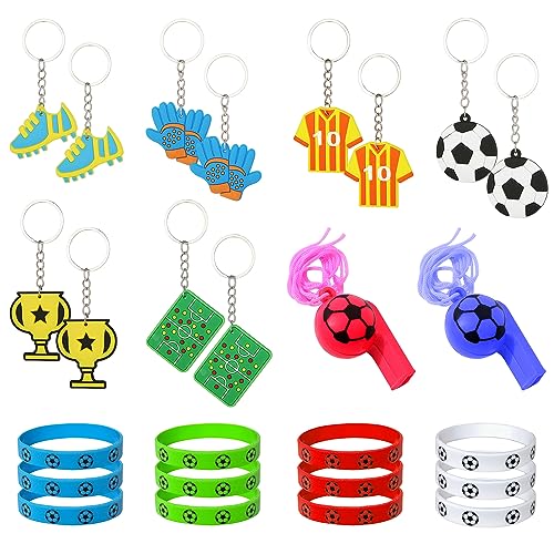 12 Ciondoli A Tema Calcio, 12 Braccialetti In Silicone, 2 Fischietti Da Calcio, Accessori Per Giocattoli Per Bambini, Decorazione Per Feste Di Calcio,