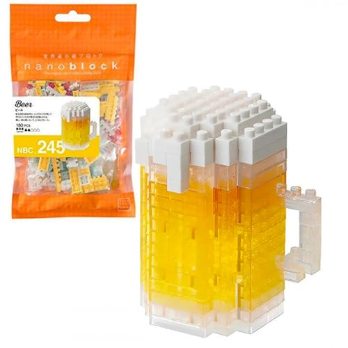 Bandai - Nanoblock - Birra - Mini Personaggio A Mattoncini - Gioco Di Costruzione - Kit Di Costruzione Di Figurine Pixel Oggetto Boccale Di Birra - Nb