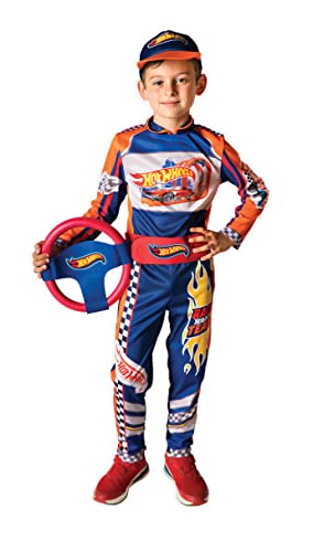 Ciao Hot Wheels Tuta Pilota Race Team Costume Travestimento Bambino Originale (Taglia 5-7 Anni) Con Volante In Foam