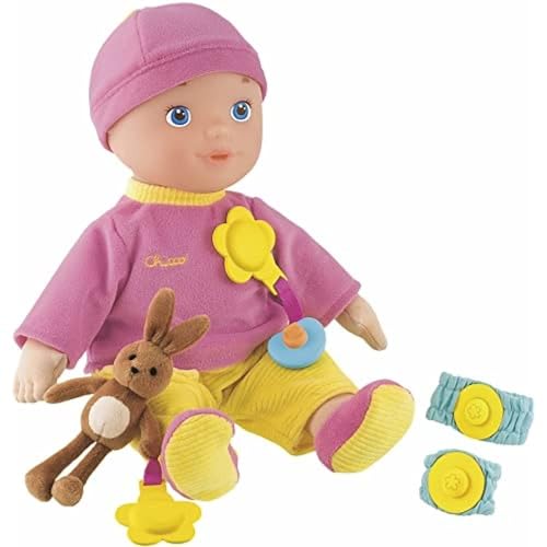 Chicco - Gioco Kiklà La Mia Prima Bambola Da Coccolare, Con Corpo Morbido E Accessori, Due Braccialetti, Massaggiagengive E Amico Coniglietto, 1-5 Ann