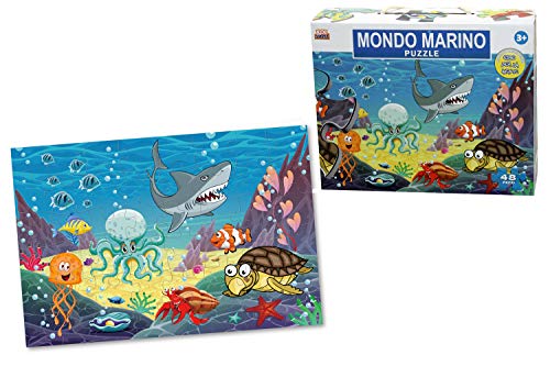 Kidz Corner- Puzzle Gigante 48 Pezzi-Mondo Marino, 442778