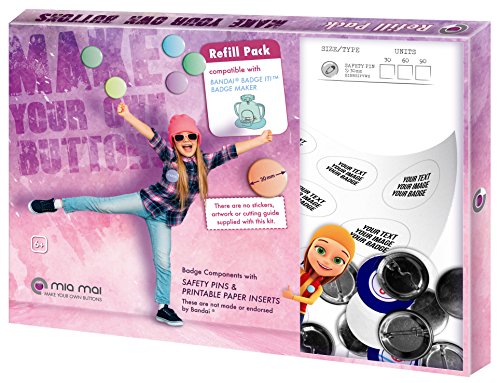 Confezione Di Ricambio Per Spillette Da 30 Mm (90 Pezzi) Compatibile Con Badge-It Button-Maker E Carta A4 Per Spille (90 Pezzi)
