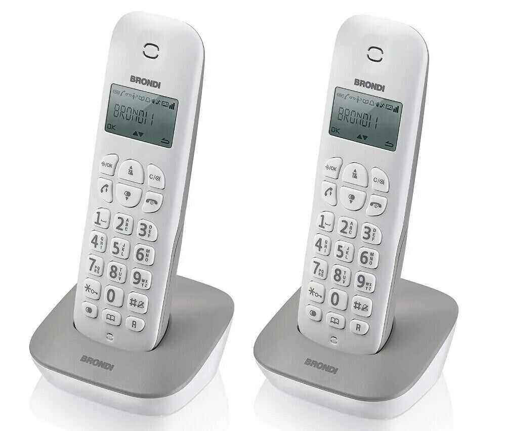 Brondi Gala Twin Cordless Bianco Grigio Telefono Cordless Cornetta wireless DECT
