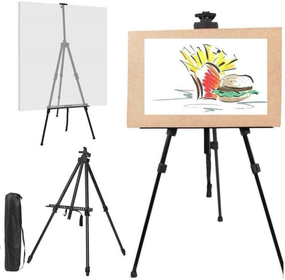 Cavalletto treppiedi da disegno pittura tela alluminino 160cm sacca inclusa