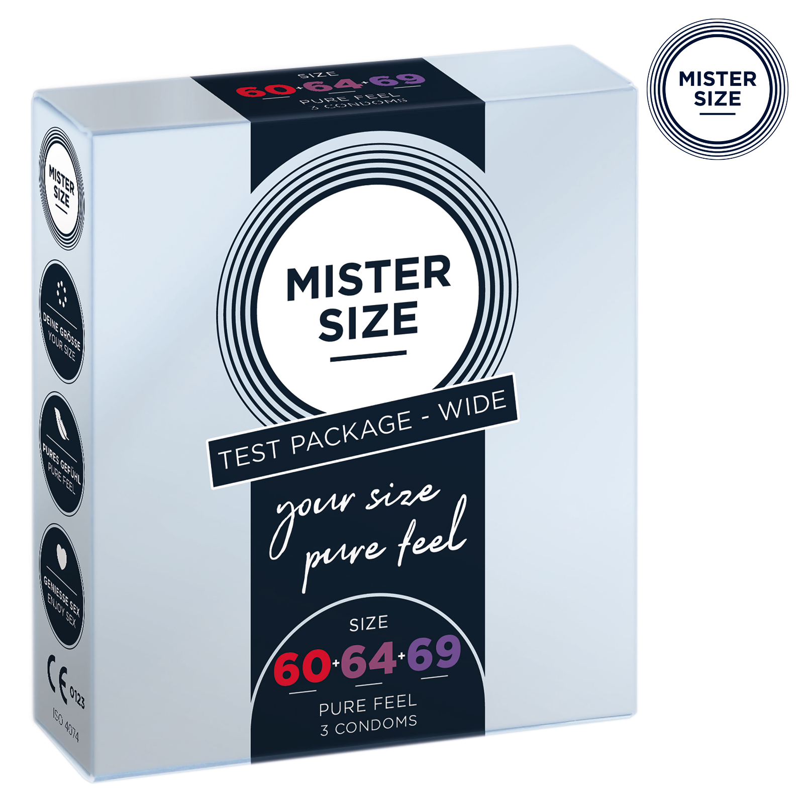 Miseter Size Pack 3 pz Preservativi 60 64 69 in Lattice Ultra Sottili Lisci XXL