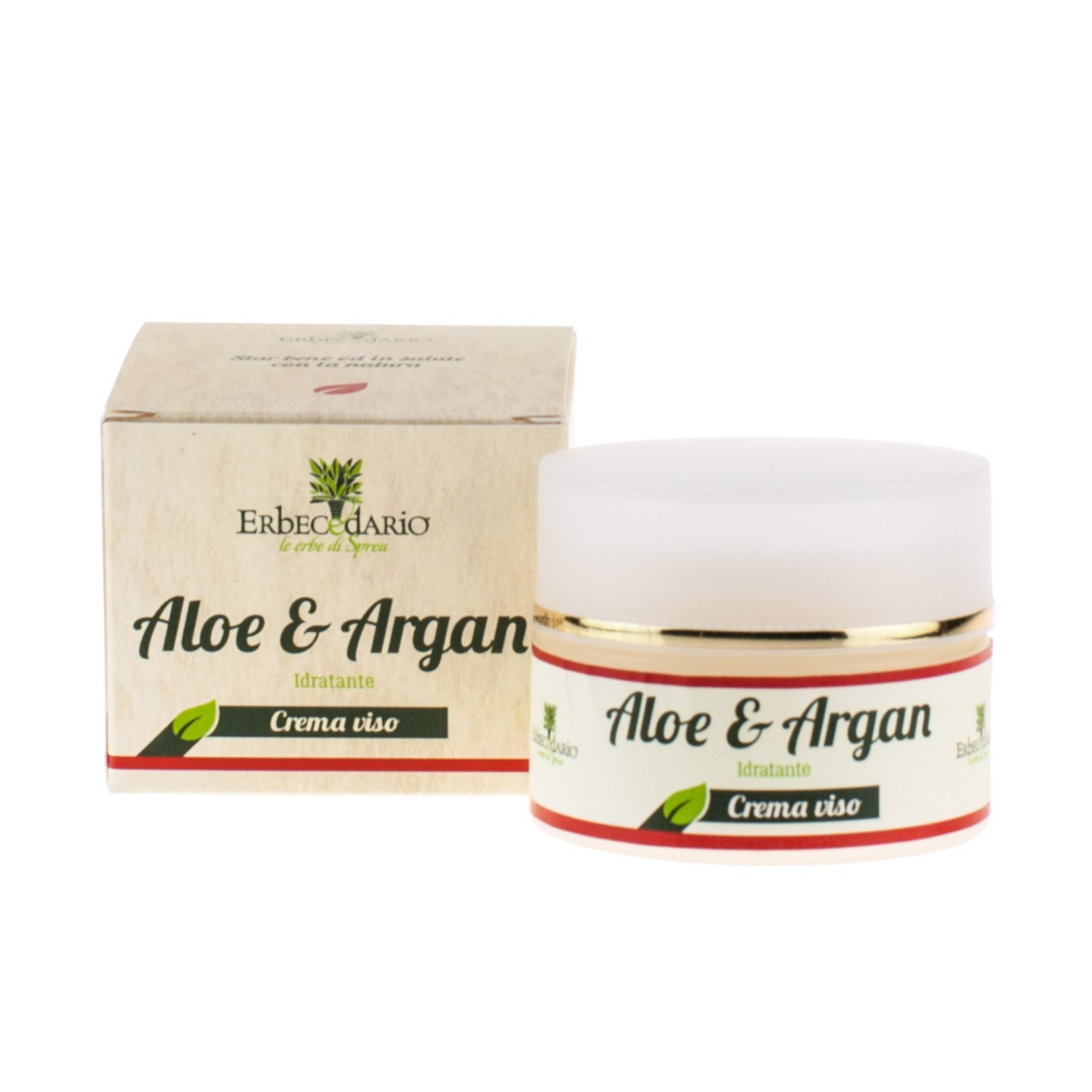 Crema Viso Idratante Naturale Leggera Per Uomo e Donna Aloe E Argan Erbecedario