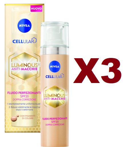 3 NIVEA CELLULAR LUMINOUS 630 ANTI-MACCHIE FLUIDO PERFEZIONANTE SPF20 VISO 40ML