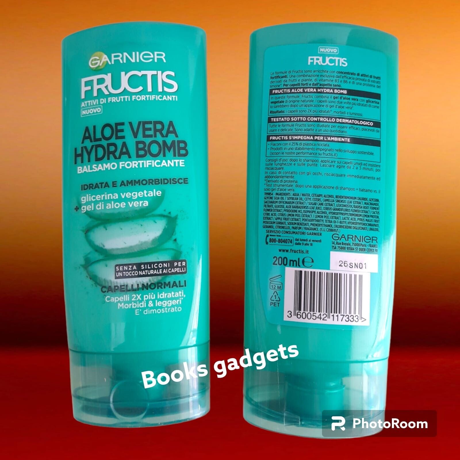 3 pz Garnier Fructis Aloe Vera Hydra Bomb Balsamo Gel Aloe Vera Capelli Normali