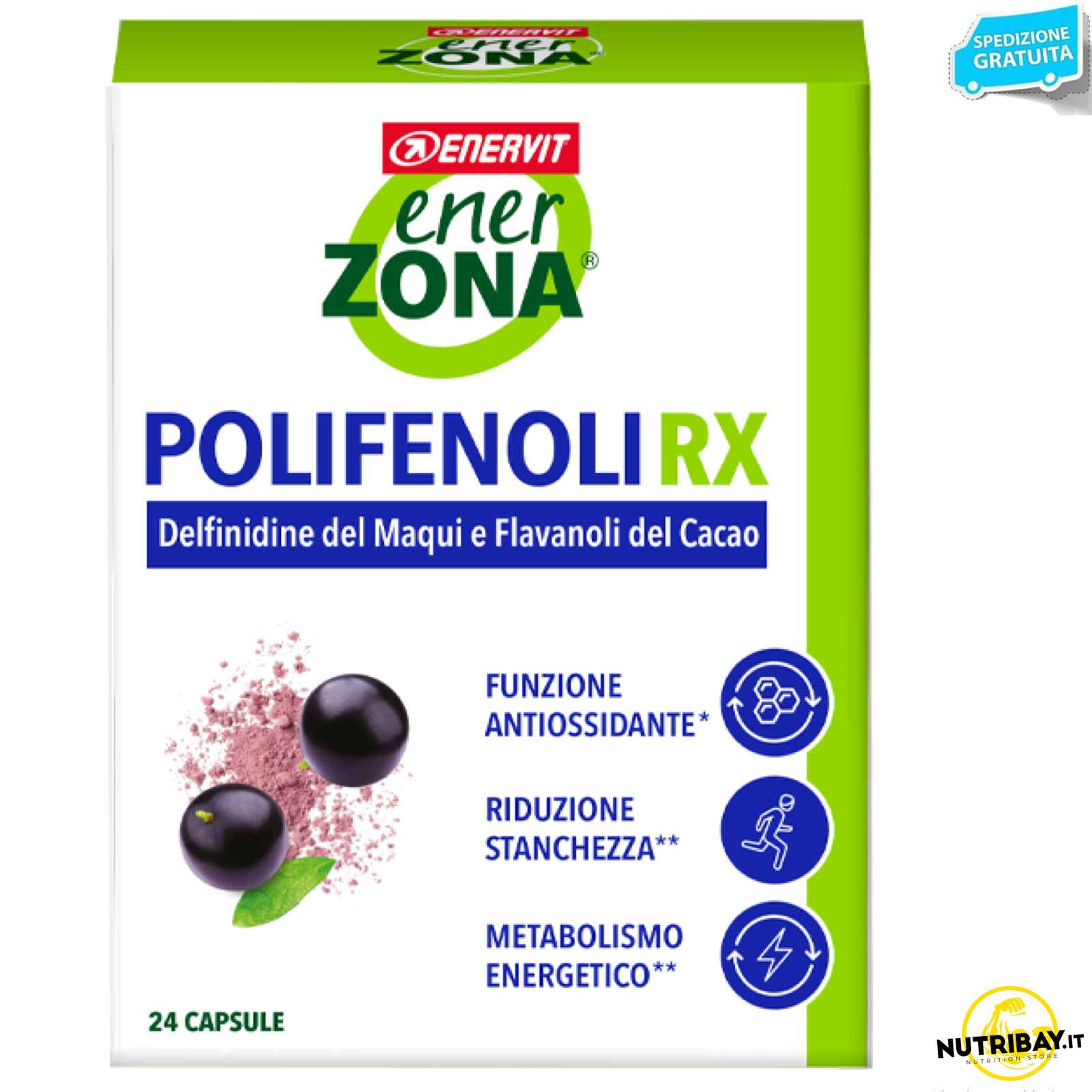 ENERVIT Enerzona Polifenoli Rx Maqui 24 caps Antiossidante Potente Anti Radicali