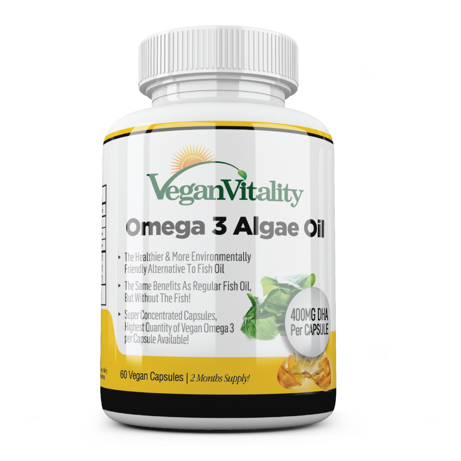 Algali Olio Capsule. Vegani Omega 3. 400mg Dha Pillole, Vegetariani Anti Alghe
