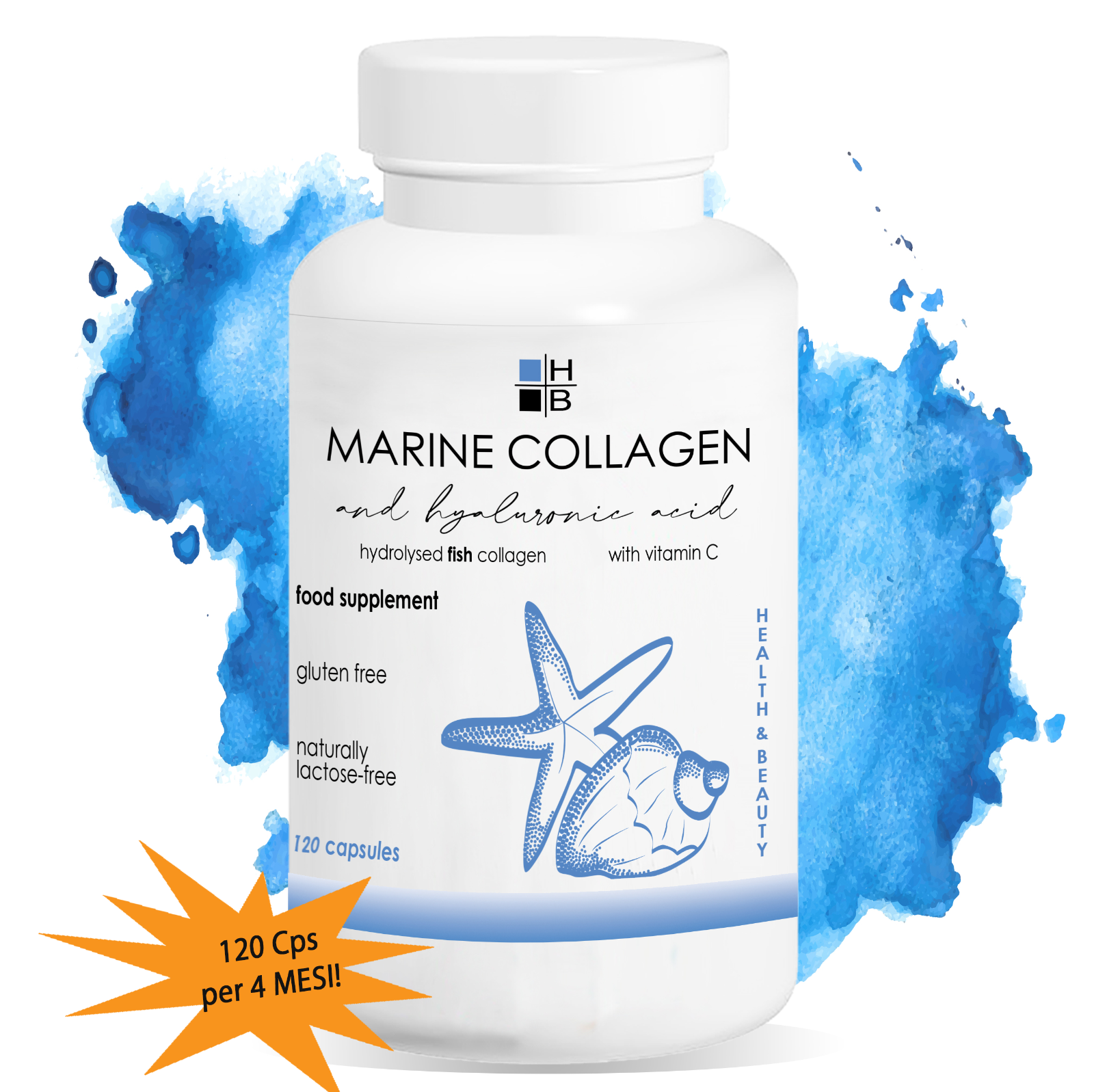 COLLAGENE MARINO PEPTAN + ACIDO IALURONICO HB 120cps + Vitamina C Alto dosaggio