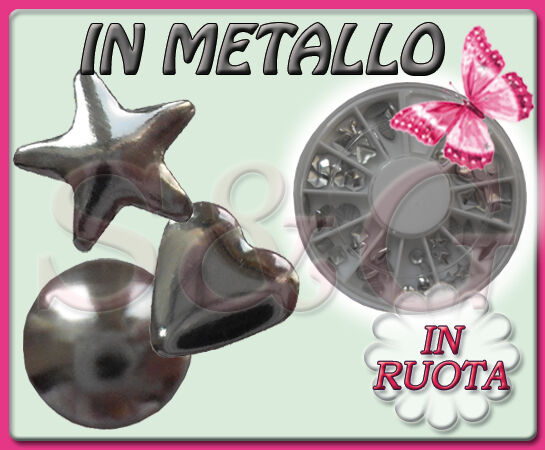 RUOTA DI DECORAZIONI METALLICHE VARIE FORME x RICOSTRUZIONE UNGHIE NAIL ART GEL