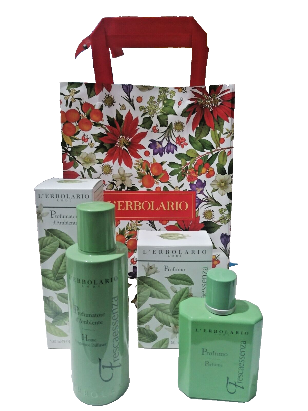 L'ERBOLARIO-FRESCAESSENZA-CONFEZIONE REGALO PROFUMO+PROFUMATORE D'AMBIENTE
